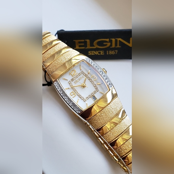 Elgin wrist watch (EG354), rare Japanese model, diamonds, gold tone, NWT - Picture 14 of 17